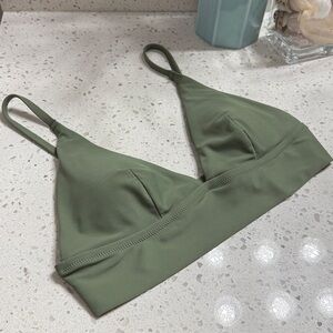 Aerie Olive Triangle Bralette w pads SZ Large EUC beach festival comfy boho fall